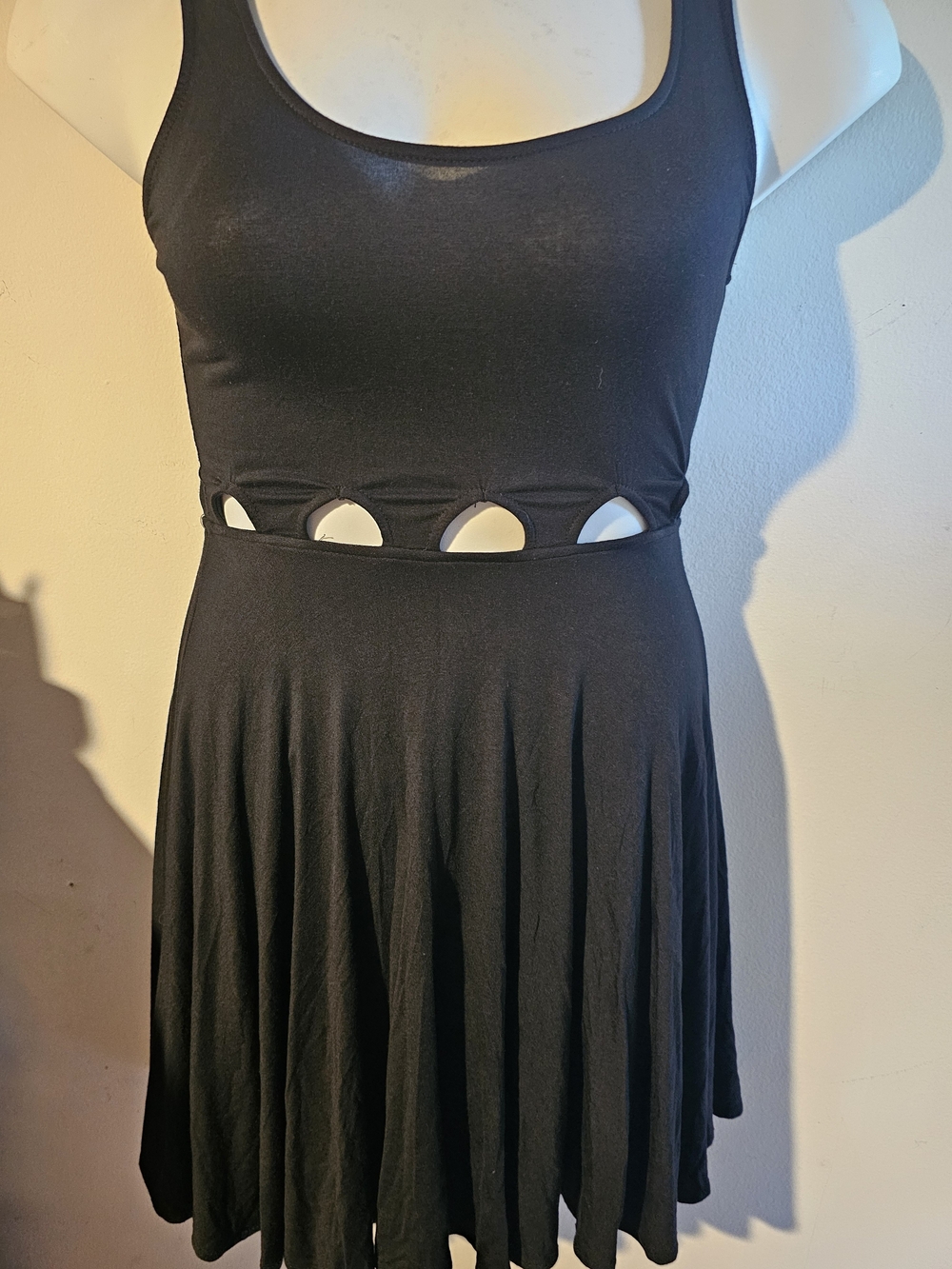 Black Cutout Waist Tank Dress - Women